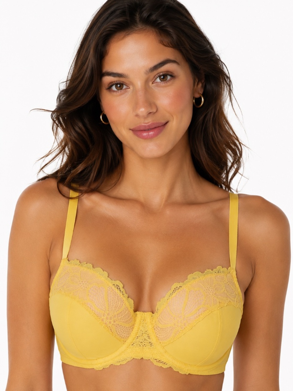 Frederick's of Hollywood Yellow Lace Underwire Bra 32DD